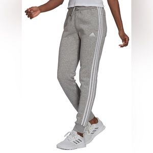 Adidas Gray & White 3-Stripe Fleece Joggers Size Small NWT